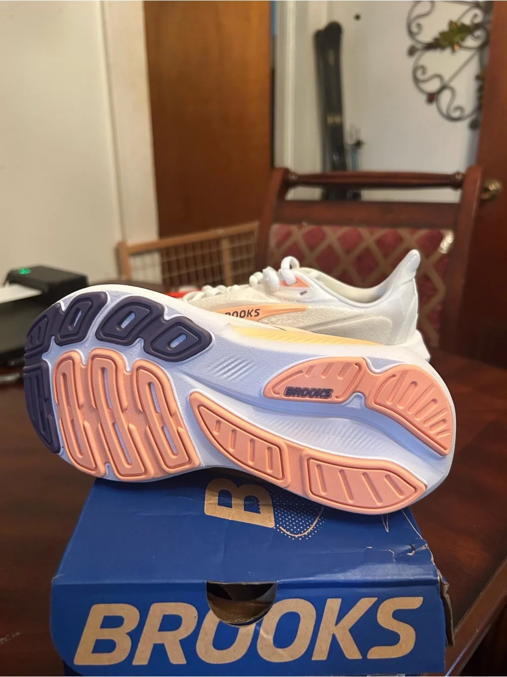 Women’s Brooks White Athletic Shoes with Lavender Soles and Pink Accents